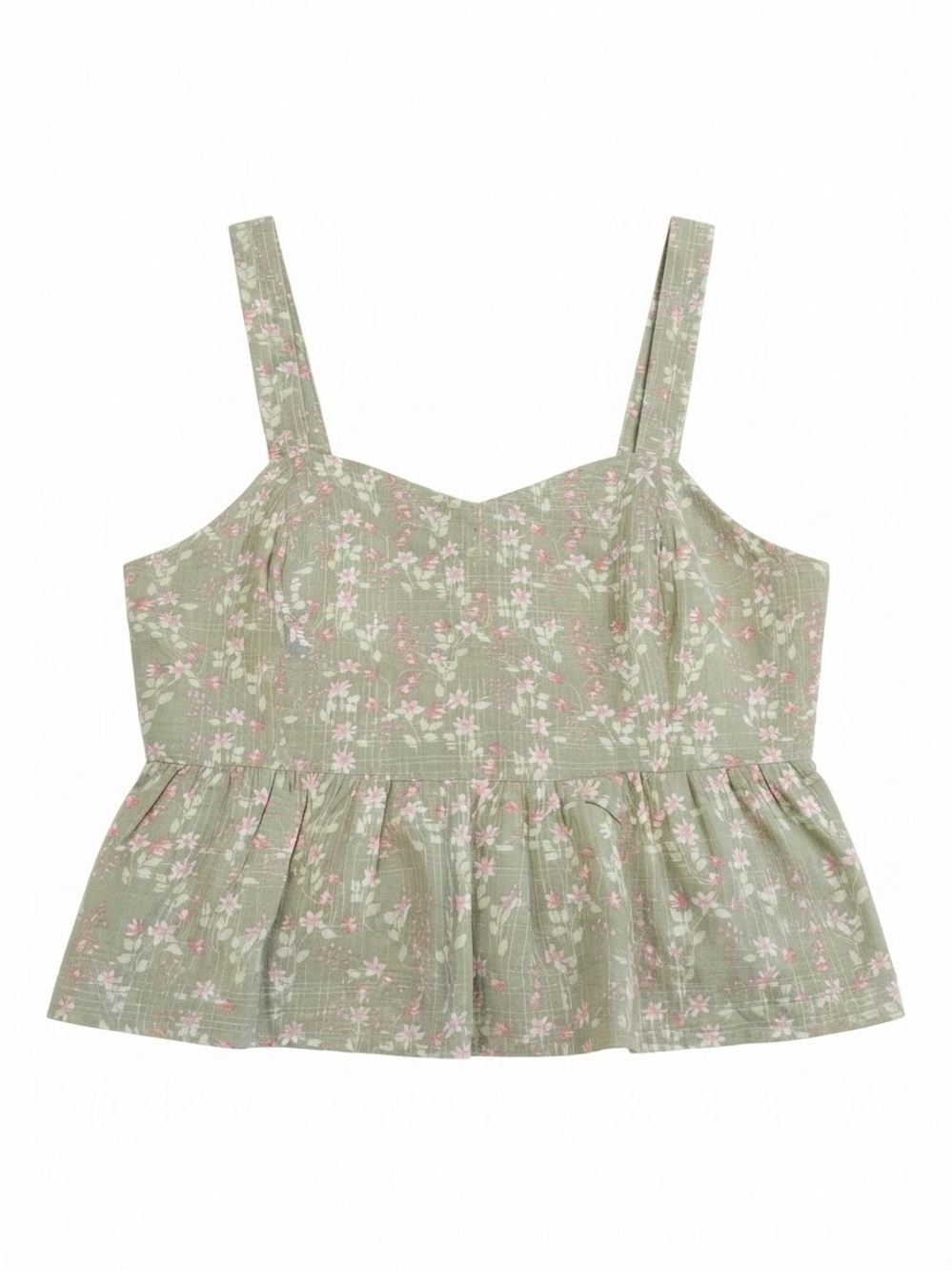 Celebrity Pink Sage Green Floral Ruffled Cami